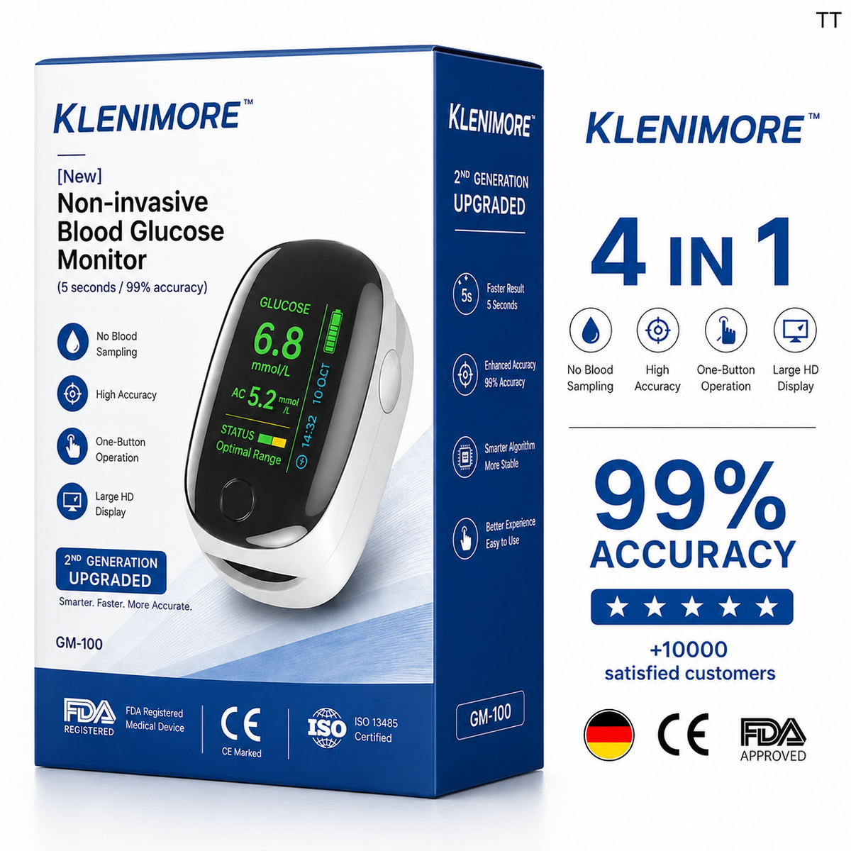KLENIMORE non-invasive blood glucose monitor packaging
